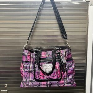 Coach Poppy Tartan Glitter Glam Bag